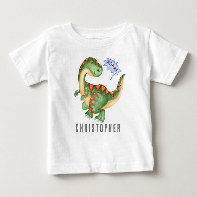 Camiseta Para Bebê Rapazes Verdes Rajos (Frente)