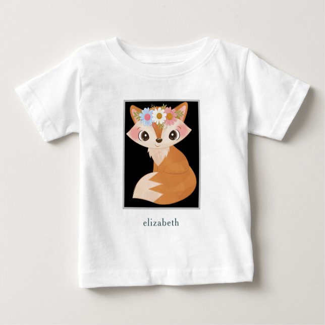 Camiseta Para Bebê Raposa Adorável Personalizada (Frente)