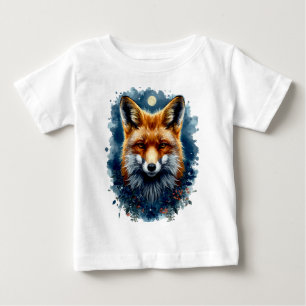 Camiseta Para Bebê Raposa Aquarela Lua Floresta Animal Estética