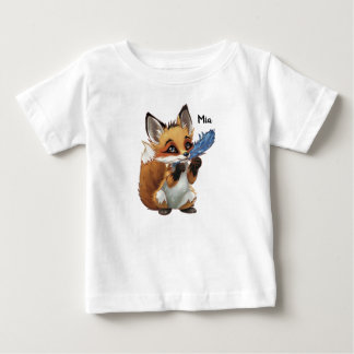 Camiseta Para Bebê Raposa Caprichosa com uma Pena