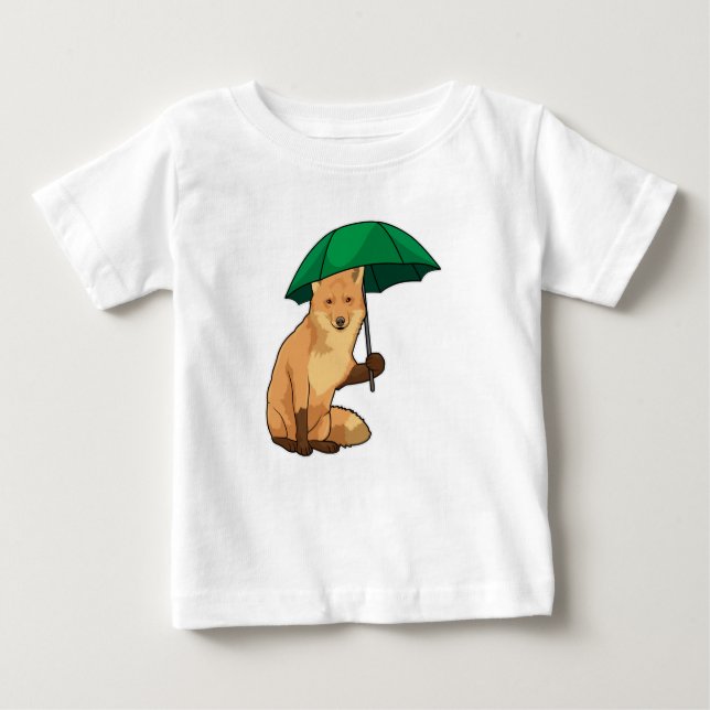 Camiseta Para Bebê Raposa com guarda-chuva (Frente)