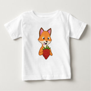 Camiseta Para Bebê Raposa com Morango