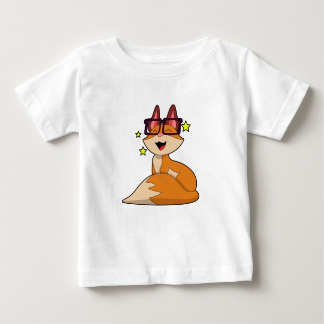 Camiseta Para Bebê Raposa com Óculos (Frente)