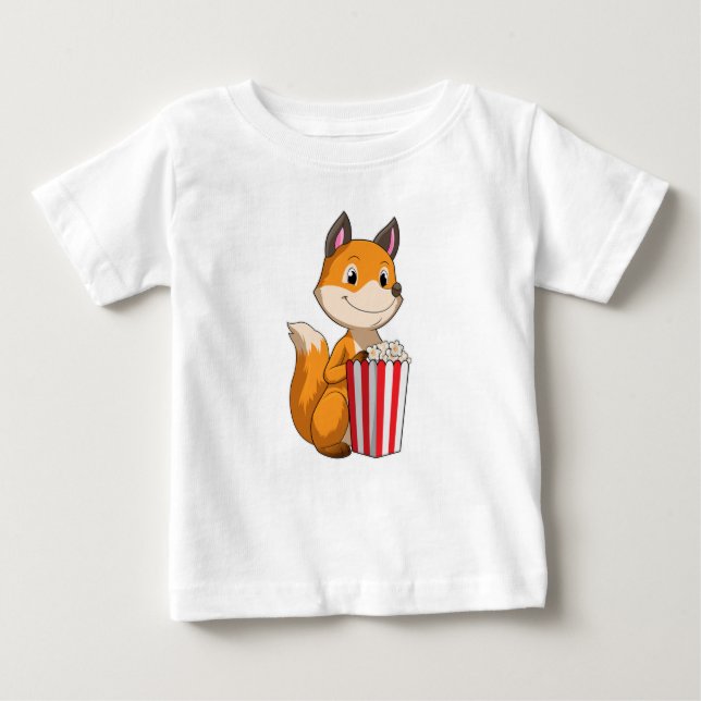 Camiseta Para Bebê Raposa com pipoca (Frente)