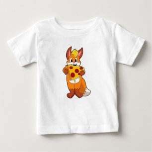 Camiseta Para Bebê Raposa com Pizza