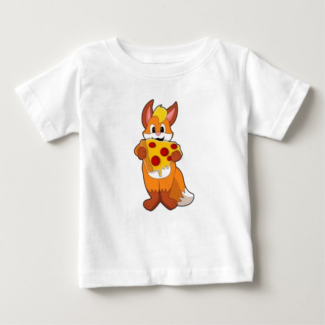 Camiseta Para Bebê Raposa com Pizza (Frente)