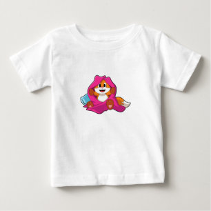 Camiseta Para Bebê Raposa com Travesseiro e cobertor