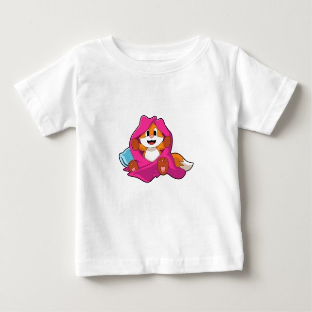 Camiseta Para Bebê Raposa com Travesseiro e cobertor (Frente)