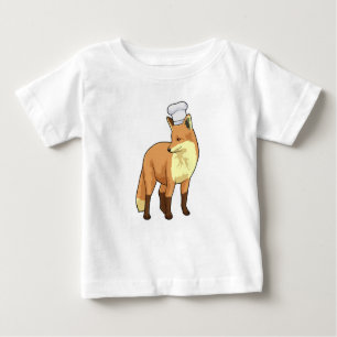 Camiseta Para Bebê Raposa como cozinheiro com chapéu de chef