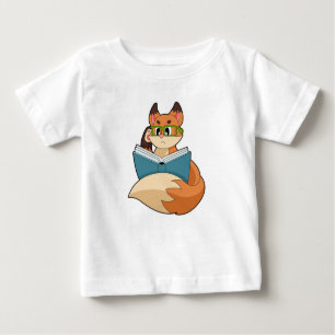 Camiseta Para Bebê Raposa como Nerd de Livro e Óculos