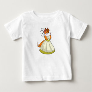 Camiseta Para Bebê Raposa como Noiva com vestido de noiva.PNG