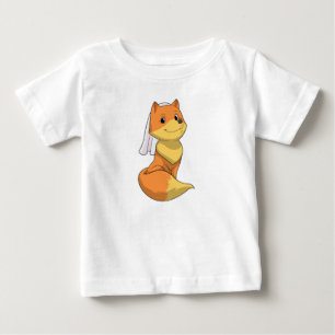 Camiseta Para Bebê Raposa como Noiva com Véu