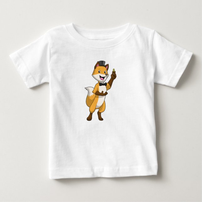 Camiseta Para Bebê Raposa como Noivo com Aliança de Casamento (Frente)