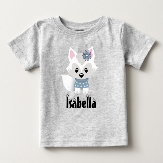 Camiseta Para Bebê Raposa de inverno (Frente)