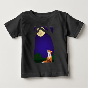 Camiseta Para Bebê Raposa de lua de cheio