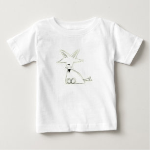 Camiseta Para Bebê raposa desenho simples preto branco cinza infantil