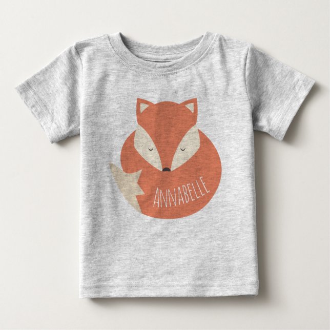 Camiseta Para Bebê Raposa-dormente branca personalizada (Frente)