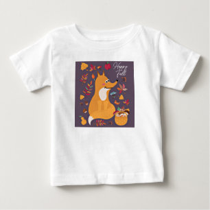 Camiseta Para Bebê Raposa fofa de outono com texto personalizado