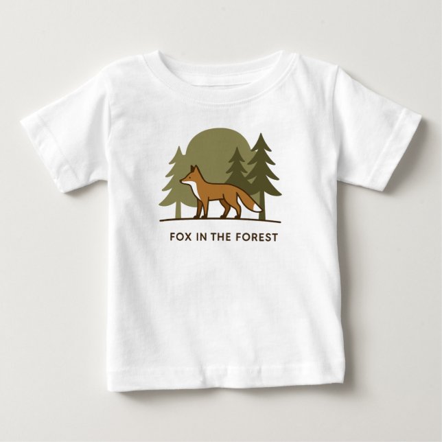 Camiseta Para Bebê Raposa na Floresta (Frente)