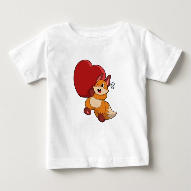 Camiseta Para Bebê Raposa no Amor com Coração (Frente)