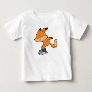 Camiseta Para Bebê Raposa no patinagem de gelo com skates de gelo