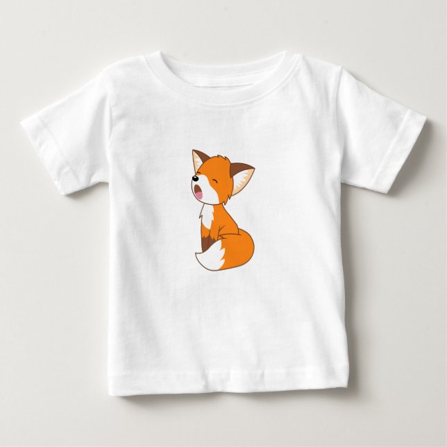 Camiseta Para Bebê Raposa Pequena Sonolenta (Frente)
