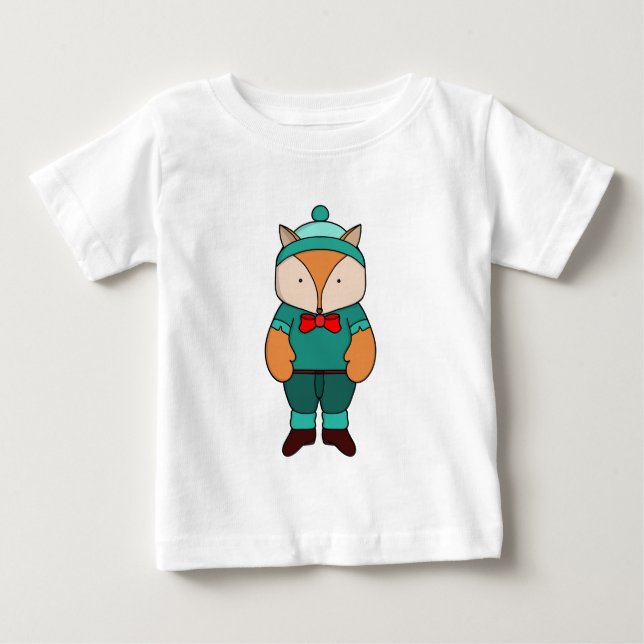 Camiseta Para Bebê Raposa verde branca (Frente)