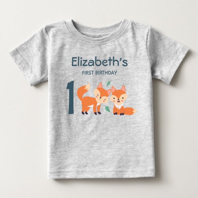 Camiseta Para Bebê Raposas Laranja Cachorrosas Desenho Gráfico Primei (Frente)