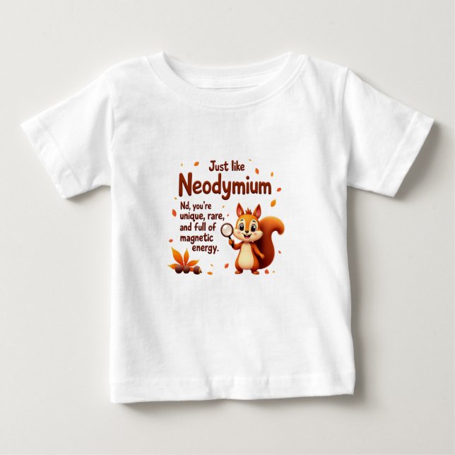Camiseta Para Bebê Raros Como Neodímio - Ação de Graças de Esquilo Bo (Frente)