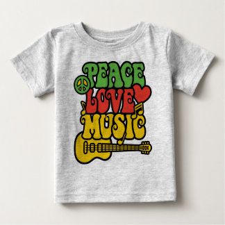 Camiseta Para Bebê Rasta Peace-Love-Music