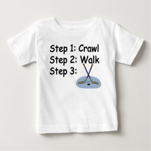 Camiseta Para Bebê Rastejar, Walk, Tocar camiseta de bebê de hóquei