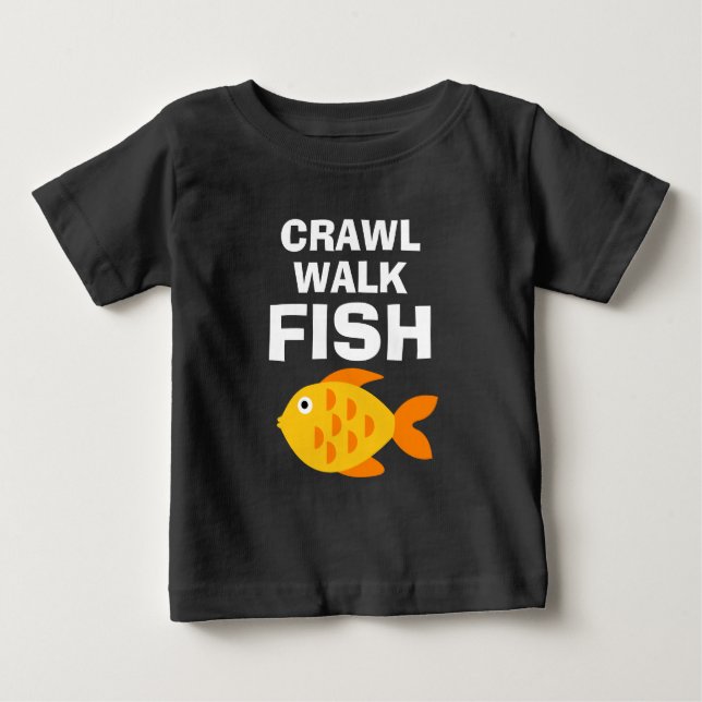 Camiseta Para Bebê Rastrar Andar Peixe camiseta engraçada de bebê de  (Frente)