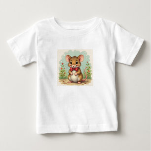 Camiseta Para Bebê Ratinho fofo e adorável com gravata