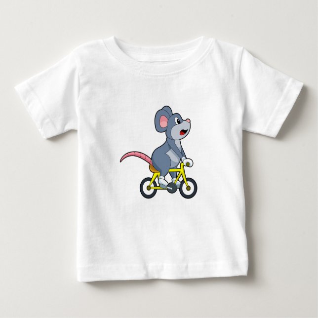 Camiseta Para Bebê Rato com Bicicleta (Frente)