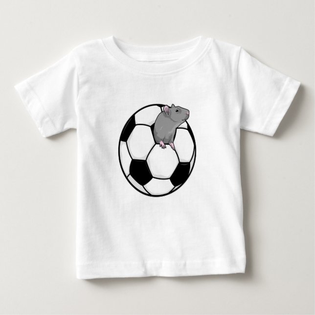 Camiseta Para Bebê Rato com bola de futebol (Frente)