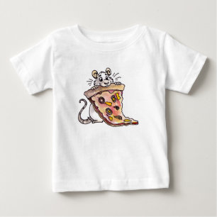 Camiseta Para Bebê Rato com o t-shirt da criança da pizza