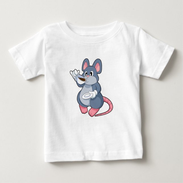 Camiseta Para Bebê Rato com Taça de Café (Frente)