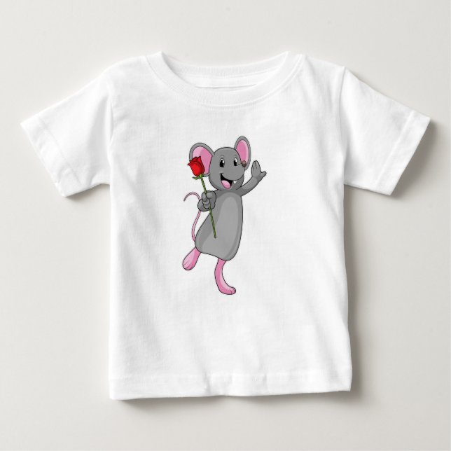 Camiseta Para Bebê Rato com ventilador de Rosa (Frente)