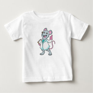 Camiseta Para Bebê Rato como Doutor com casaco do Doutor