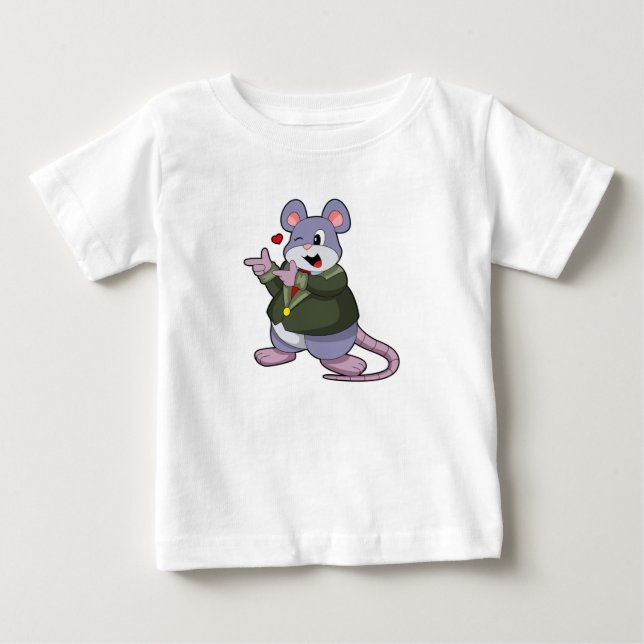 Camiseta Para Bebê Rato como Noivo com Terno (Frente)