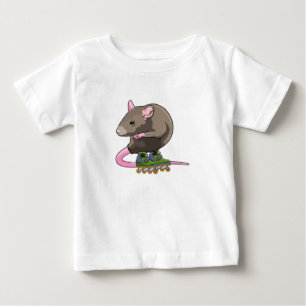 Camiseta Para Bebê Rato como skater em linha com skates em linha