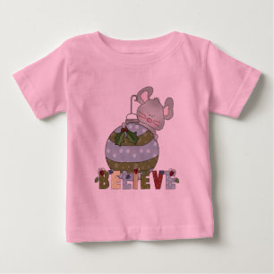 Camiseta Para Bebê Rato de Cartoon acredita nas Férias de Natal