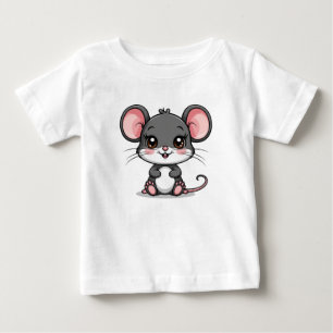 Camiseta Para Bebê Rato de Desenho Animado Adorável com Orelhas Grand
