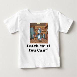 Camiseta Para Bebê Rato de Gato Azul e Gaveta   Vintage Cartoon