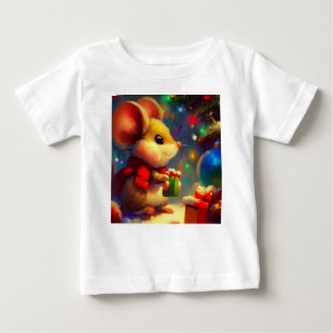 Camiseta Para Bebê Rato de Natal 2