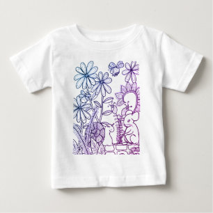 Camiseta Para Bebê Rato e caracol com flores de fantasia 