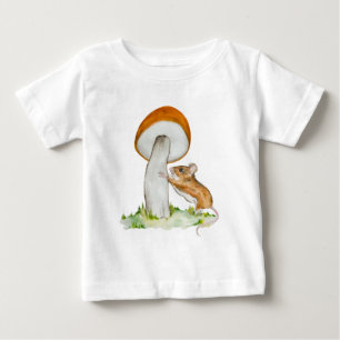 Camiseta Para Bebê Rato engraçado com cogumelo selvagem