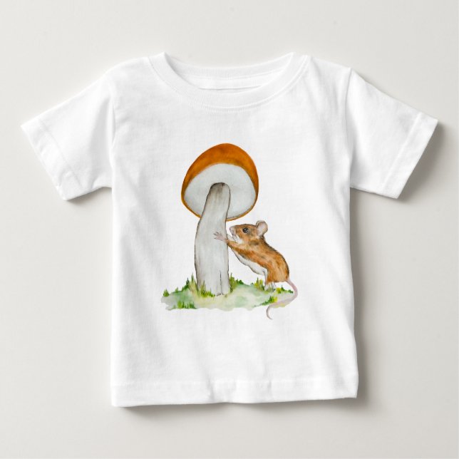Camiseta Para Bebê Rato engraçado com cogumelo selvagem (Frente)