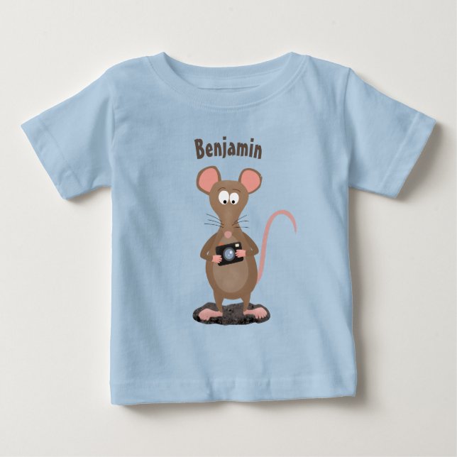 Camiseta Para Bebê Rato engraçado com ilustração de desenho animado c (Frente)