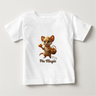 Camiseta Para Bebê Rato Fofo da Floresta com Tortas